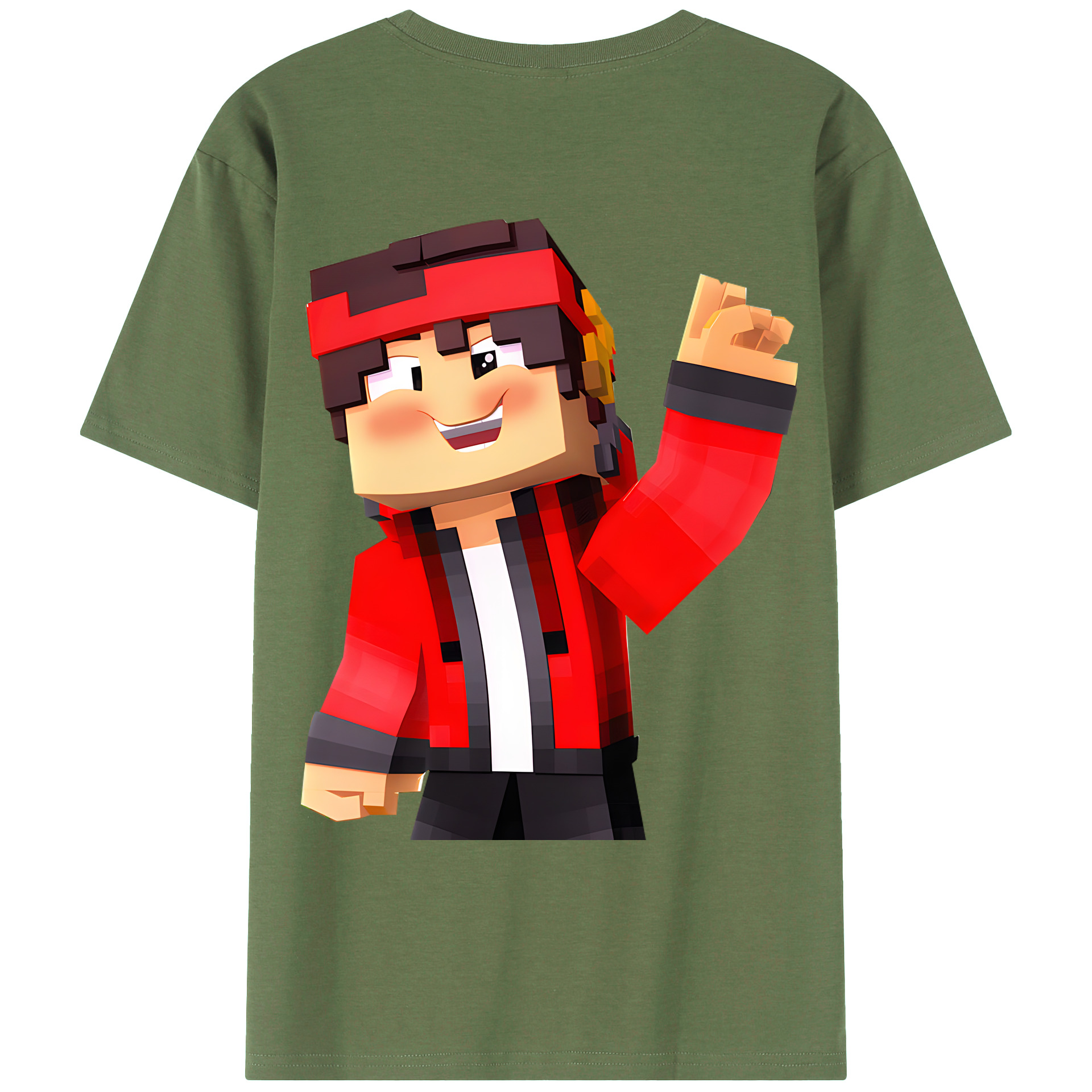 （画像用） マインクラフト ブロックの世界 Minecraft MC Block world 綿100％ メンズ半袖Tシャツ（バックプリント） 通気性